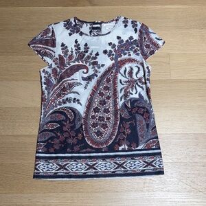 Isabel Marant Paisley Short Sleeve Top - Red and Navy